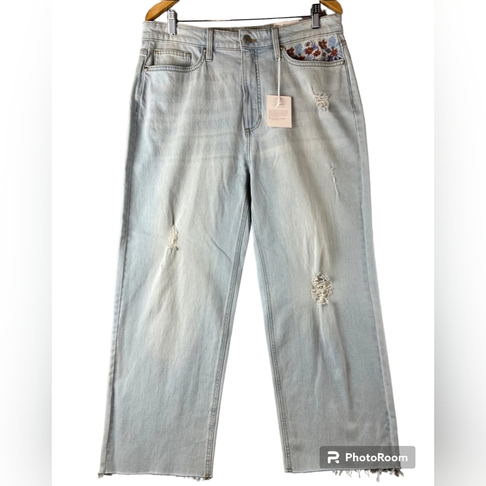 Lauren Conrad Womens High Rise Cropped Jeans Vintage Style Distressed Size 4 New